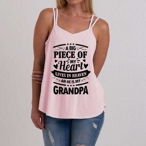 A Big Piece Of My Heart Lives In Heaven And He Is My Grandpa Funny Gift Women's Strappy Tank