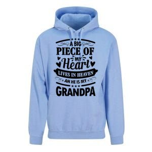 A Big Piece Of My Heart Lives In Heaven And He Is My Grandpa Funny Gift Unisex Surf Hoodie