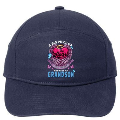 A Big Piece Of My Heart Lives In Heaven He Is My Grandson Funny Gift 7-Panel Snapback Hat