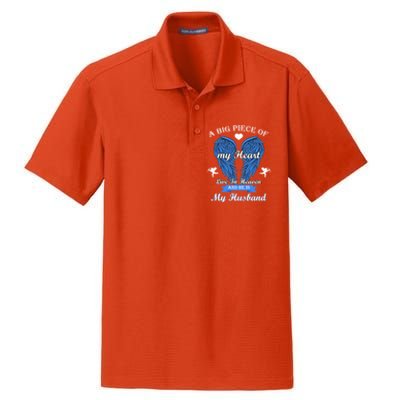 A Big Piece Of My Heart Lives In Heaven He Is My Husband Cool Gift Dry Zone Grid Polo