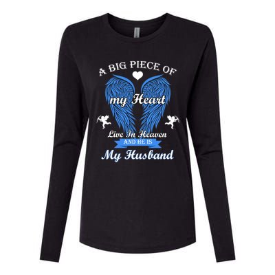 A Big Piece Of My Heart Lives In Heaven He Is My Husband Cool Gift Womens Cotton Relaxed Long Sleeve T-Shirt