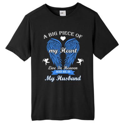 A Big Piece Of My Heart Lives In Heaven He Is My Husband Cool Gift Tall Fusion ChromaSoft Performance T-Shirt