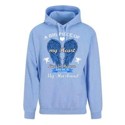 A Big Piece Of My Heart Lives In Heaven He Is My Husband Cool Gift Unisex Surf Hoodie