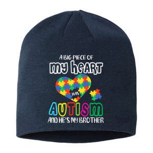 A Big Piece Of My Heart Has Autism And He's My Brother Sustainable Beanie