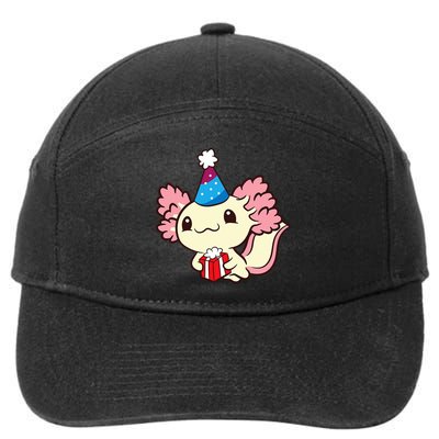 Axolotl Birthday Party Cute Axolotl Birthday Party Axolotl 7-Panel Snapback Hat
