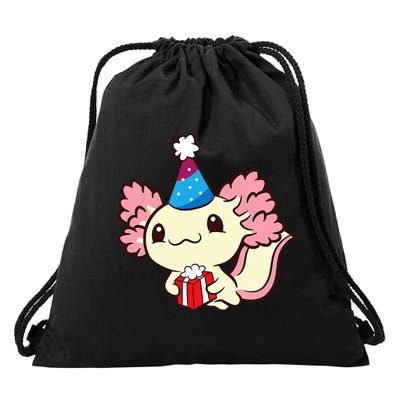 Axolotl Birthday Party Cute Axolotl Birthday Party Axolotl Drawstring Bag