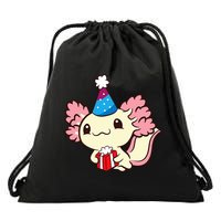 Axolotl Birthday Party Cute Axolotl Birthday Party Axolotl Drawstring Bag