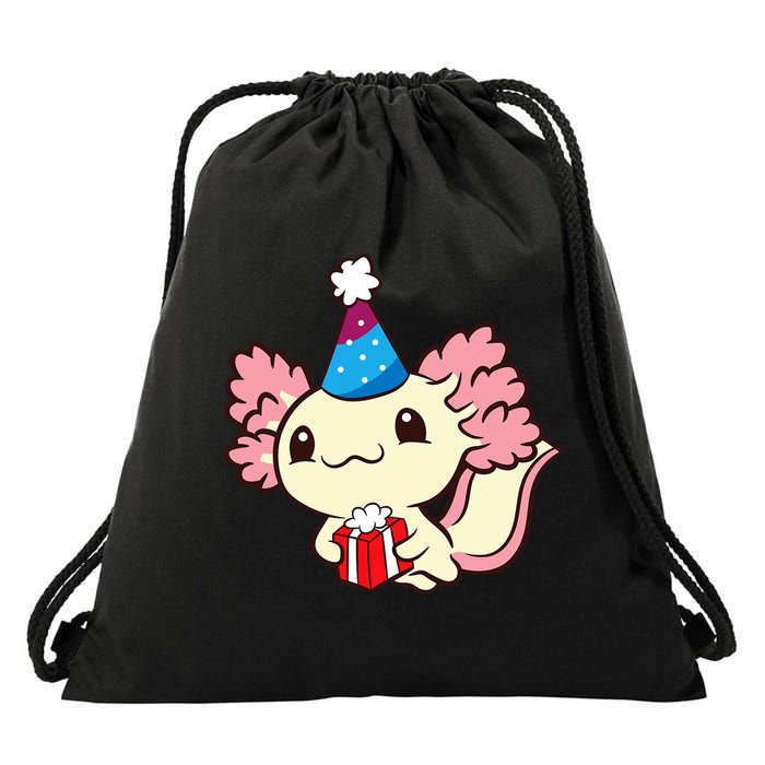 Axolotl Birthday Party Cute Axolotl Birthday Party Axolotl Drawstring Bag