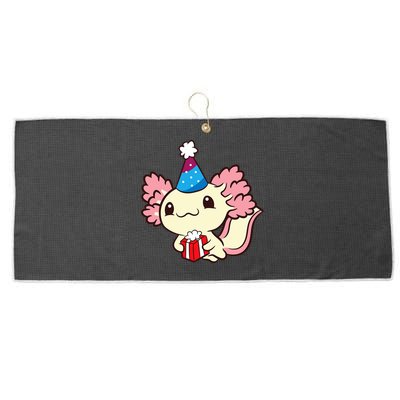 Axolotl Birthday Party Cute Axolotl Birthday Party Axolotl Large Microfiber Waffle Golf Towel