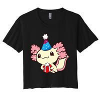 Axolotl Birthday Party Cute Axolotl Birthday Party Axolotl Women's Crop Top Tee