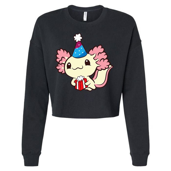 Axolotl Birthday Party Cute Axolotl Birthday Party Axolotl Cropped Pullover Crew