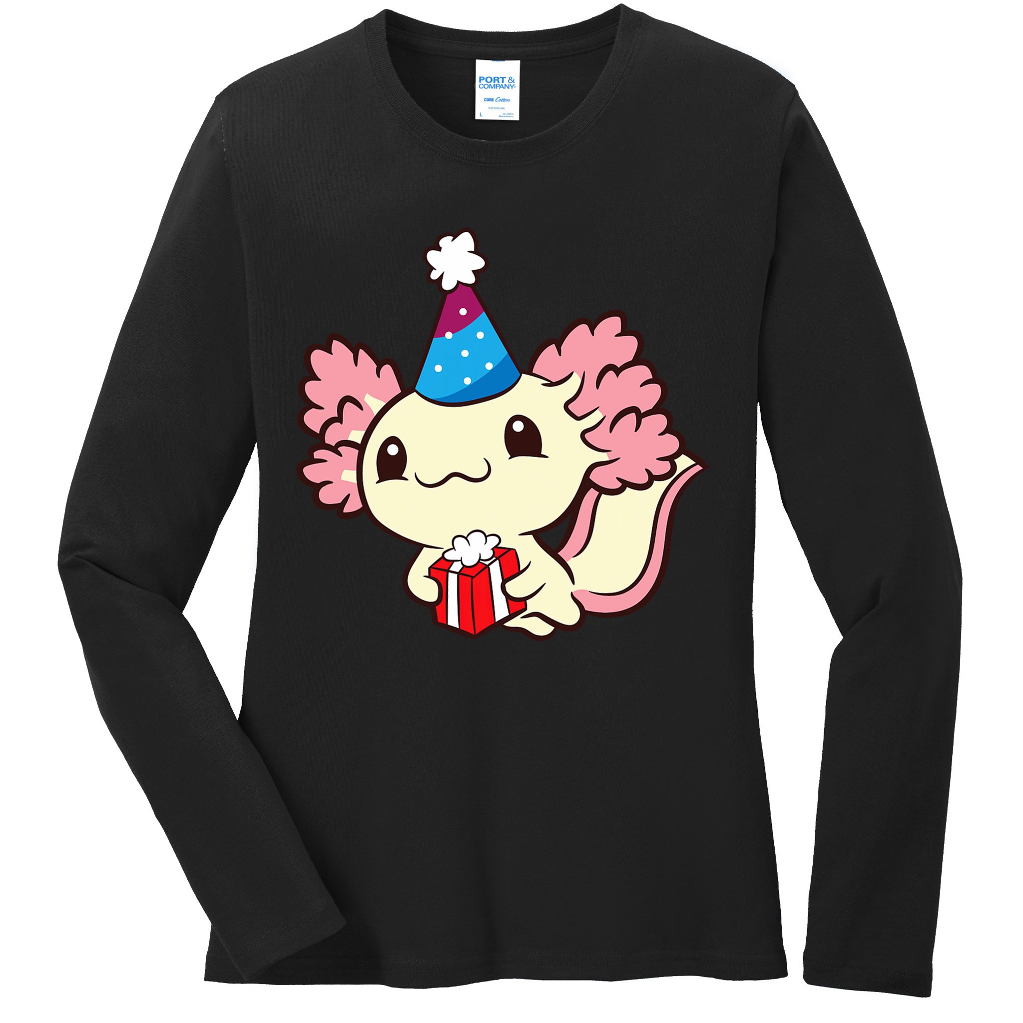 Axolotl Birthday Party Cute Axolotl Birthday Party Axolotl Ladies Long Sleeve Shirt