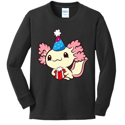 Axolotl Birthday Party Cute Axolotl Birthday Party Axolotl Kids Long Sleeve Shirt