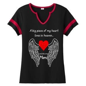 A Big Piece Of My Heart Lives In Heaven She Is My Mom Gift Ladies Halftime Notch Neck Tee