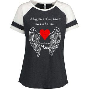 A Big Piece Of My Heart Lives In Heaven She Is My Mom Gift Enza Ladies Jersey Colorblock Tee