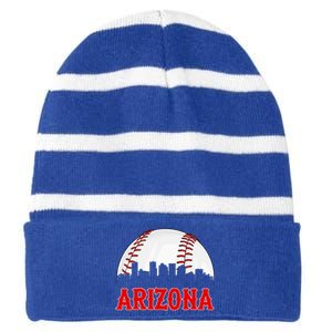 Arizona Baseball Player And Fans Striped Beanie with Solid Band