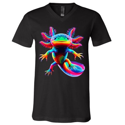 Axolotl Beautiful Pop Art Axolotl V-Neck T-Shirt