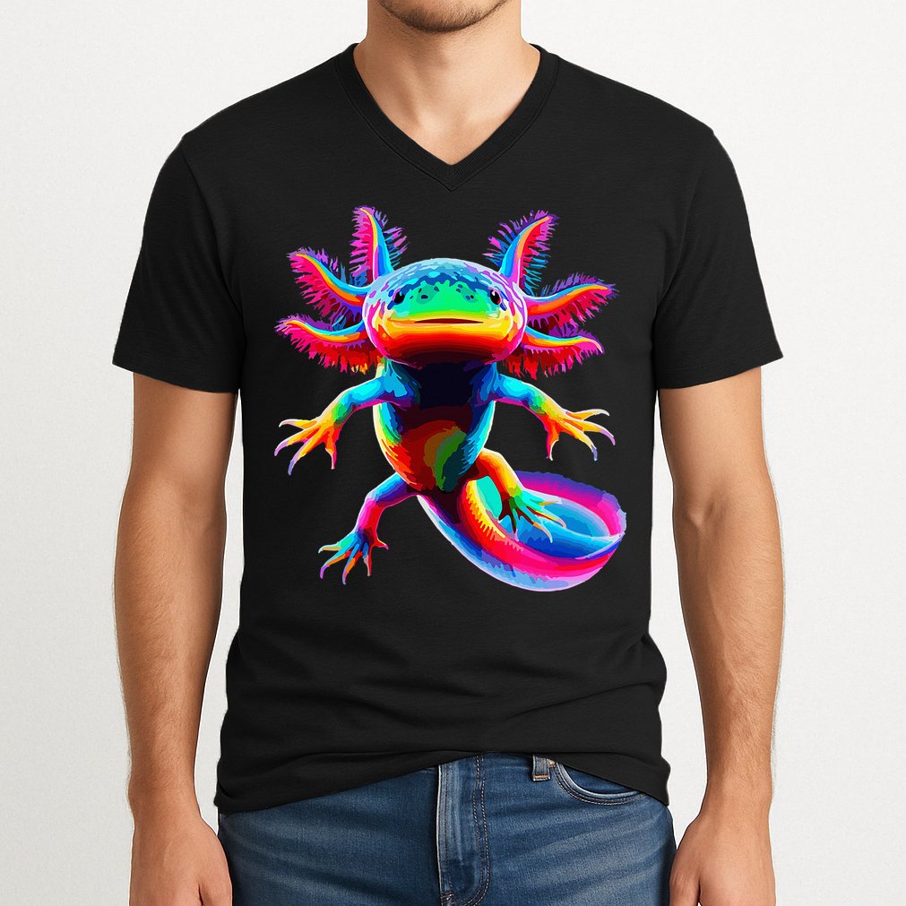 Axolotl Beautiful Pop Art Axolotl V-Neck T-Shirt