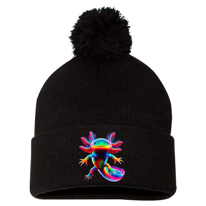 Axolotl Beautiful Pop Art Axolotl Pom Pom 12in Knit Beanie