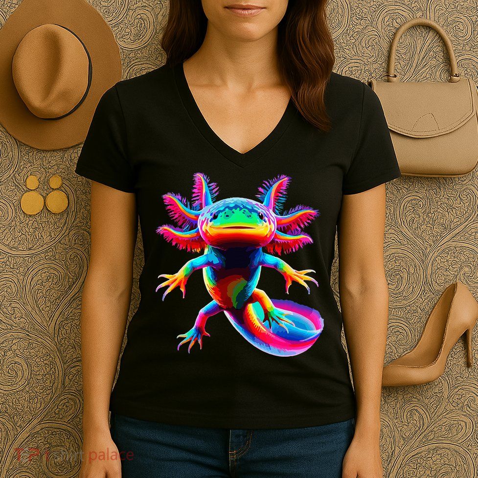 Axolotl Beautiful Pop Art Axolotl Women's V-Neck T-Shirt