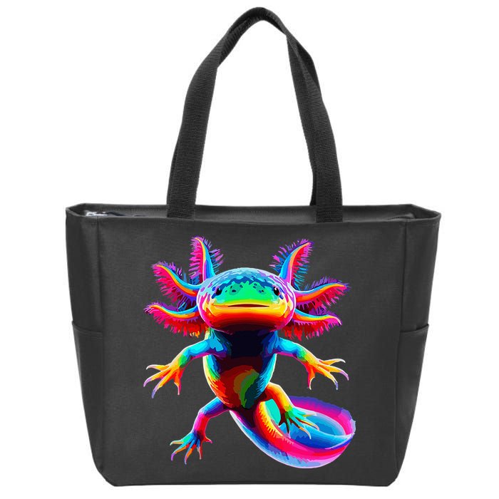 Axolotl Beautiful Pop Art Axolotl Zip Tote Bag