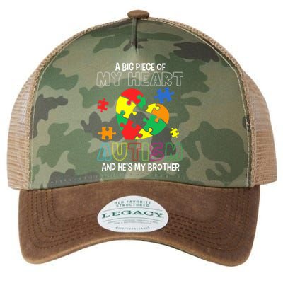 A Big Piece Of My Heart Has Autism He's My Brother Boy Legacy Tie Dye Trucker Hat