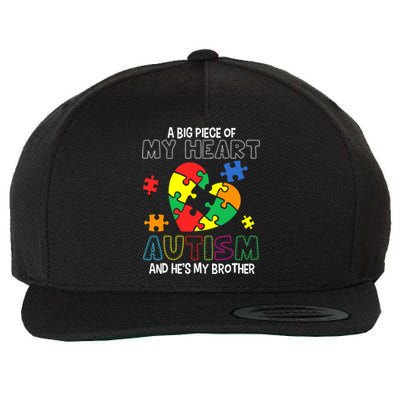 A Big Piece Of My Heart Has Autism He's My Brother Boy Wool Snapback Cap