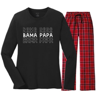 Alabama Bama Papa Grandpa Gift FatherS Day Southern Pawpaw Women's Long Sleeve Flannel Pajama Set 