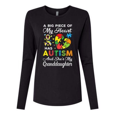 A Big Piece Of My Heart Has Autism and She's Granddaughter  Womens Cotton Relaxed Long Sleeve T-Shirt