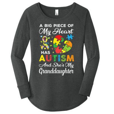 A Big Piece Of My Heart Has Autism and She's Granddaughter  Women's Perfect Tri Tunic Long Sleeve Shirt