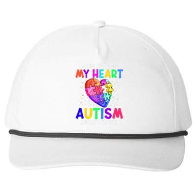 A Big Piece Of My Heart Has Autism And He's My Son Gift Snapback Five-Panel Rope Hat