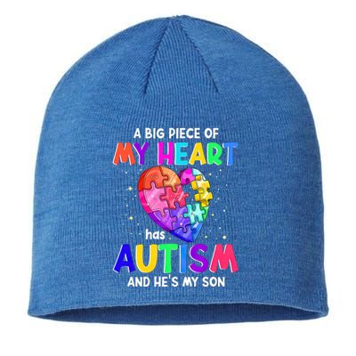 A Big Piece Of My Heart Has Autism And He's My Son Gift Sustainable Beanie