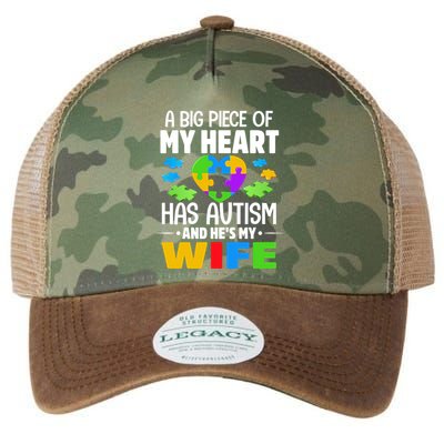 A Big Piece Of My Heart Has Autism And He's My Wife Gift Legacy Tie Dye Trucker Hat