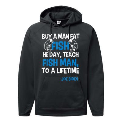 Anti biden political impeach biden buy a man eat fish  Performance Fleece Hoodie