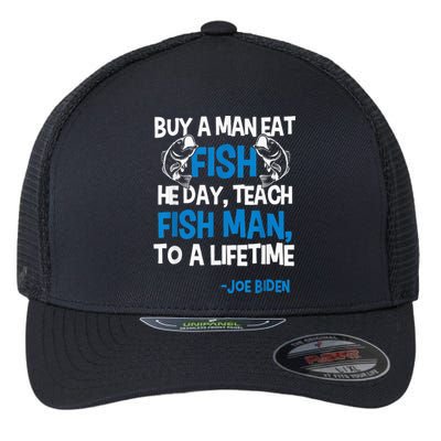 Anti biden political impeach biden buy a man eat fish  Flexfit Unipanel Trucker Cap