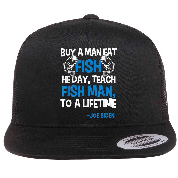 Anti biden political impeach biden buy a man eat fish  Flat Bill Trucker Hat