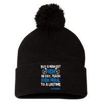 Anti biden political impeach biden buy a man eat fish  Pom Pom 12in Knit Beanie