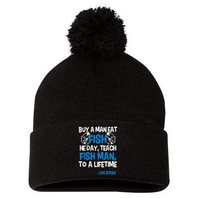 Anti biden political impeach biden buy a man eat fish  Pom Pom 12in Knit Beanie