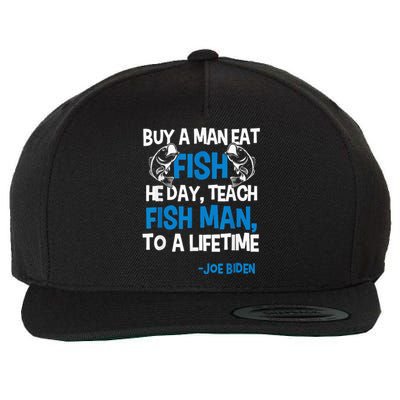 Anti biden political impeach biden buy a man eat fish  Wool Snapback Cap