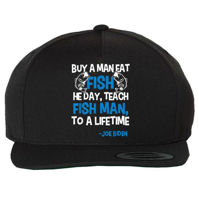 Anti biden political impeach biden buy a man eat fish  Wool Snapback Cap