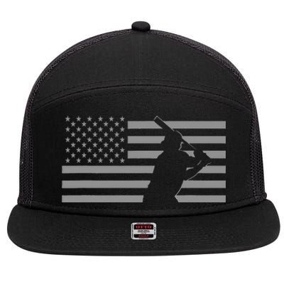 American Baseball Player USA Flag 7 Panel Mesh Trucker Snapback Hat