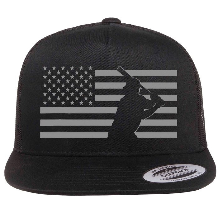 American Baseball Player USA Flag Flat Bill Trucker Hat