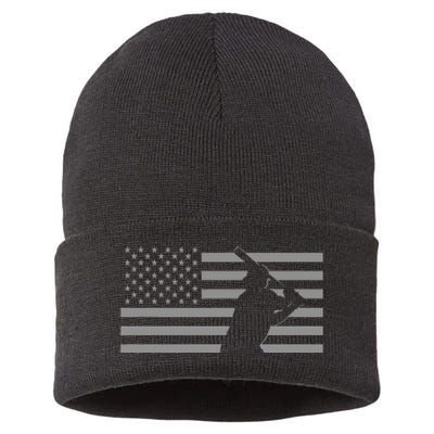 American Baseball Player USA Flag Sustainable Knit Beanie