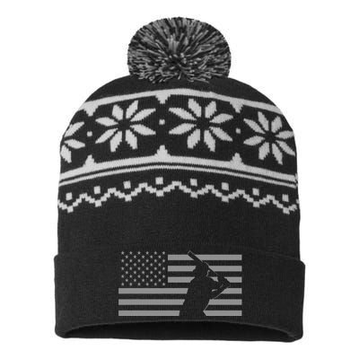 American Baseball Player USA Flag USA-Made Snowflake Beanie