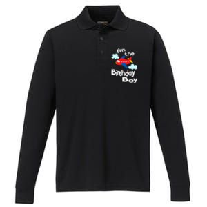 Airplane Birthday Party Outfit - I'm The Birthday Boy Performance Long Sleeve Polo