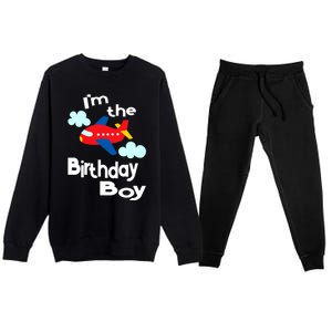 Airplane Birthday Party Outfit - I'm The Birthday Boy Premium Crewneck Sweatsuit Set