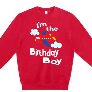 Airplane Birthday Party Outfit - I'm The Birthday Boy Premium Crewneck Sweatshirt