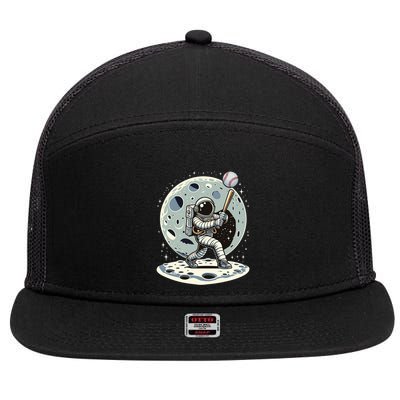 Astronaut Baseball Player Outer Space Moon Space Hitter Gift 7 Panel Mesh Trucker Snapback Hat