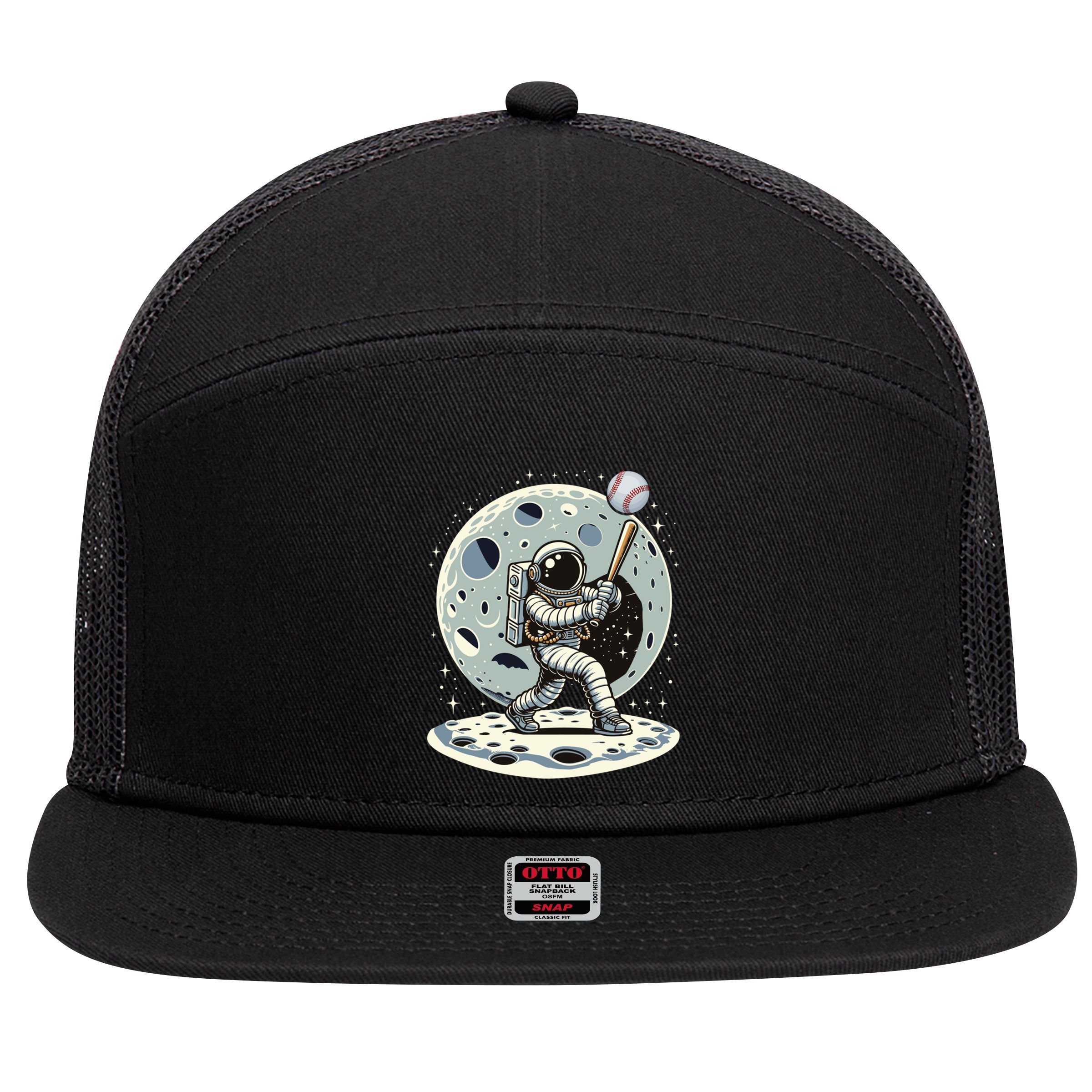 Astronaut Baseball Player Outer Space Moon Space Hitter Gift 7 Panel Mesh Trucker Snapback Hat