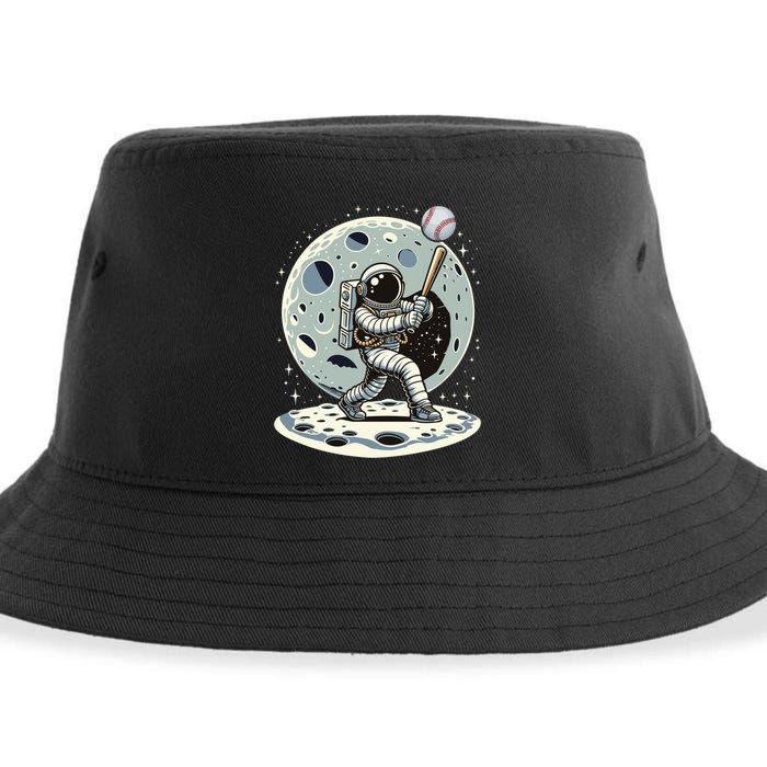 Astronaut Baseball Player Outer Space Moon Space Hitter Gift Sustainable Bucket Hat